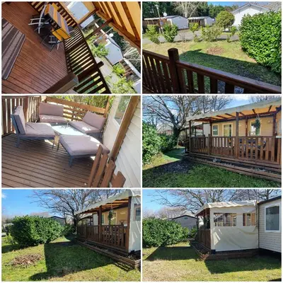Jardin de l'établissement Mobilhome 6 personnes 32m2