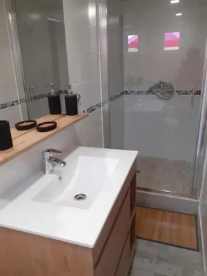 Salle de bains dans l'établissement Studio avec mezzanine