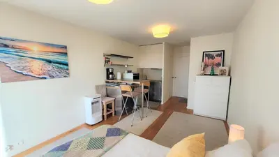 Cuisine ou kitchenette dans l'établissement Studio ultra cosy et chic avec vue sur l'océan 3*