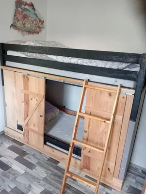 Un ou plusieurs lits dans un hébergement de l'établissement Maison 85m2 calme vue sur forêt