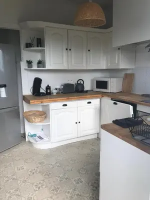 Cuisine ou kitchenette dans l'établissement Appartement spacieux et lumineux