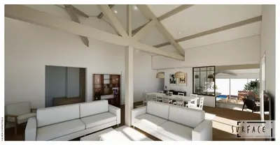 Coin salon dans l'établissement Villa sous les pins, plage à pied! Seignosse Océan