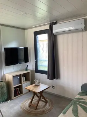 Télévision ou salle de divertissement dans l'établissement Cottage Le Colibri - sauna hammam parc multisports tout confort