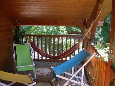 Balcon ou terrasse dans l'établissement Chalet Bassin d'Arcachon