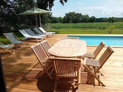 Piscine de l'établissement Maison neuve avec piscine chauffée, 4 kms de Contis plage ou située à proximité