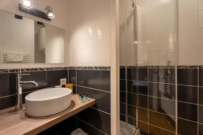 Salle de bains dans l'établissement Studio plage de Capbreton avec terrasse