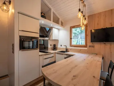 Cuisine ou kitchenette dans l'établissement Maisonnette 2* à Mimizan Plage pour 3 pers, proche océan et pistes cyclables - FR-1-50-122