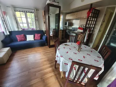 Coin salon dans l'établissement Mobil Home
