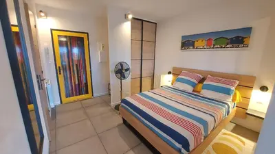 Un ou plusieurs lits dans un hébergement de l'établissement Mimizan-Plage - Grand Studio - 1 à 4 pers - Tout confort - 6 mn à pieds de la plage