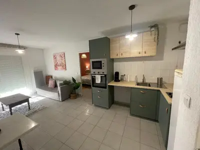 Cuisine ou kitchenette dans l'établissement Appartement cosy avec balcon