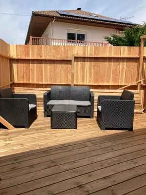 Coin salon dans l'établissement Appartement cosy avec grande terrasse