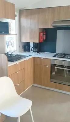 Cuisine ou kitchenette dans l'établissement Mobil home tout confort