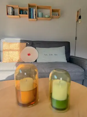 Coin salon dans l'établissement Domaine Au Bon
