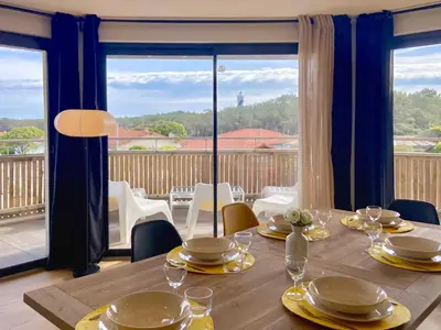 Balcon ou terrasse dans l'établissement Vue Phare - Au Coeur de Contis Plage