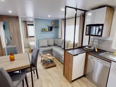 Cuisine ou kitchenette dans l'établissement MH G21 - Camping Oyats Seignosse