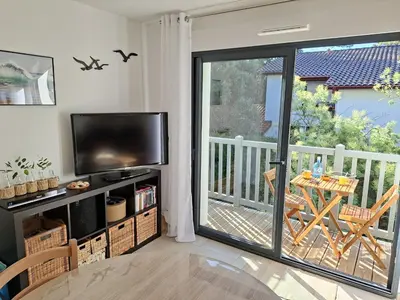 Balcon ou terrasse dans l'établissement T3 de Standing entre Lac et Mer à Hossegor, Lumineux avec Balcon, Parking et Wifi Inclus - FR-1-239-1006