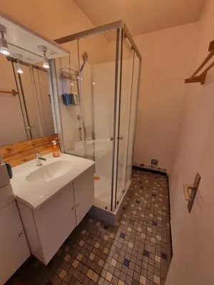 Salle de bains dans l'établissement Maison vacances les fougères