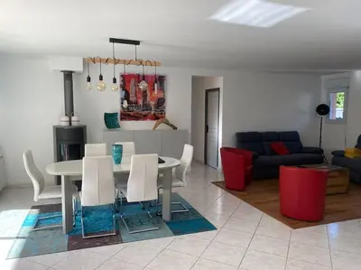 Coin salon dans l'établissement Villa avec piscine près Hossegor Capbreton