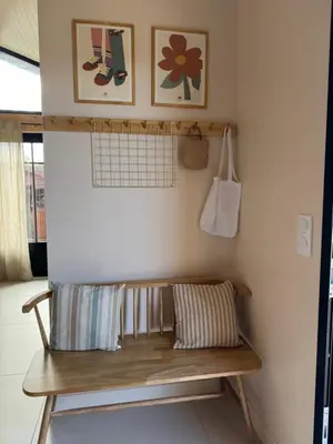Un ou plusieurs lits dans un hébergement de l'établissement Le Lodge de l'océan - Maison familiale en bois neuve - Piscine chauffée