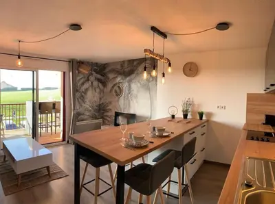 Cuisine ou kitchenette dans l'établissement Appartement entièrement rénové avec vue sur océan
