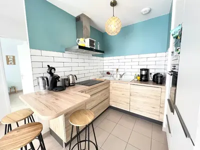 Cuisine ou kitchenette dans l'établissement VILLA SOWA - Maison avec piscine 850m océan
