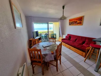 Coin salon dans l'établissement Plage océan