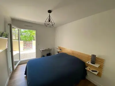 Un ou plusieurs lits dans un hébergement de l'établissement Bel appartement T2 sur le Bassin d'Arcachon