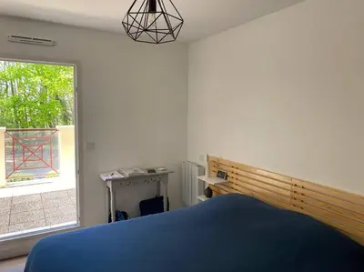 Un ou plusieurs lits dans un hébergement de l'établissement Bel appartement T2 sur le Bassin d'Arcachon