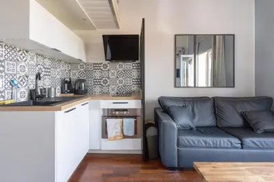 Cuisine ou kitchenette dans l'établissement charmant Studio mezzanine