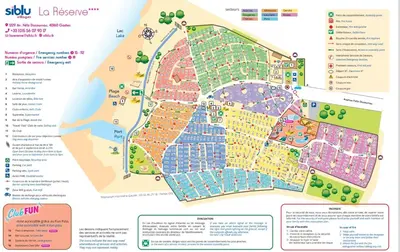 Plan de l'établissement Mobilhome 422 3ch/1 sdb camping 4* La Réserve SIBLU Gastes