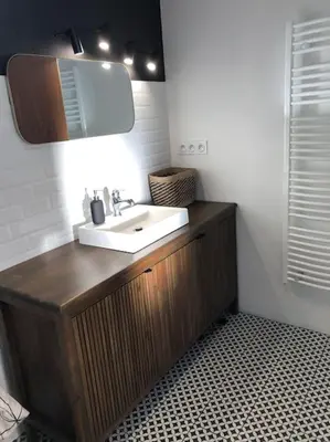 Cuisine ou kitchenette dans l'établissement Maison typique proche bassin Arcachon