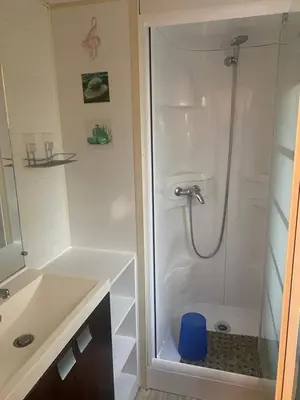 Salle de bains dans l'établissement Mobilhome