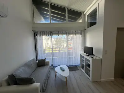 Télévision ou salle de divertissement dans l'établissement Appartement lumineux et spacieux à deux pas de la plage de Seignosse - FR-1-239-1042