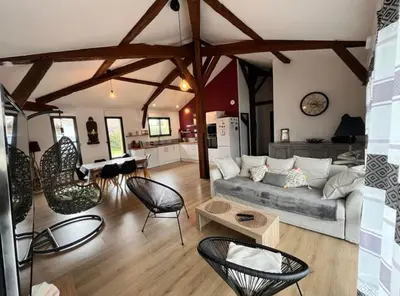 Coin salon dans l'établissement Villa calme