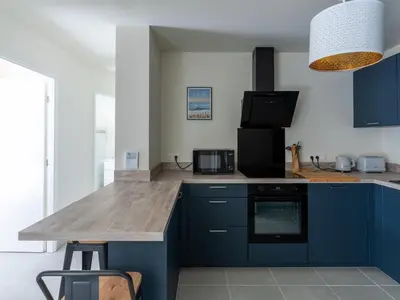 Cuisine ou kitchenette dans l'établissement Appartement Neuf 3* à 2 Pas de l'Océan à Mimizan, 5 Pers, Balcon, Parking - FR-1-50-132