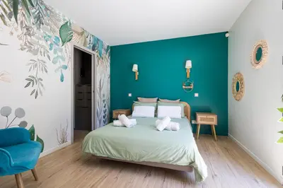Un ou plusieurs lits dans un hébergement de l'établissement Maison architecte neuve - piscine - 400m océan