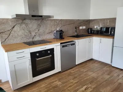Cuisine ou kitchenette dans l'établissement Maison au calme proche océan