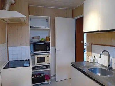 Cuisine ou kitchenette dans l'établissement Appartement T2 à Seignosse, tout à pied, proche plage et commerces - FR-1-239-1062