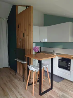 Cuisine ou kitchenette dans l'établissement Logement Nature Plages Forêts