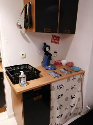 Cuisine ou kitchenette dans l'établissement Appartement agreable sur le bassin d'arcachon
