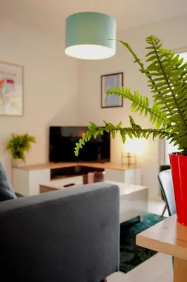 Télévision ou salle de divertissement dans l'établissement Lumimizan- Spacieux, grand balcon, wifi, lac et plage