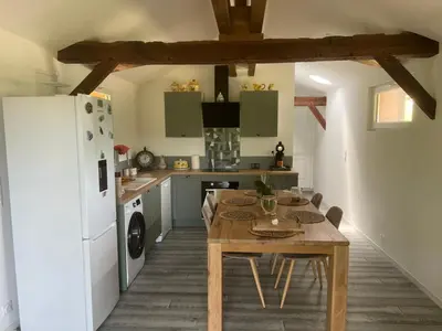 Cuisine ou kitchenette dans l'établissement Location airial Landais