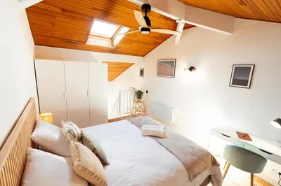 Un ou plusieurs lits dans un hébergement de l'établissement Les Balcons du Golfe - Cozy & moderne Moliets Plage
