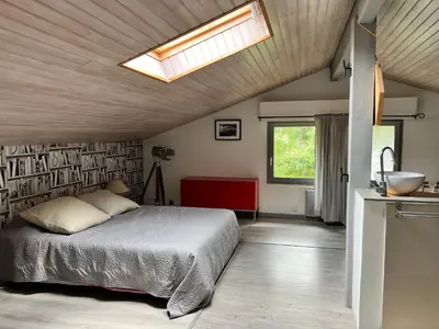 Un ou plusieurs lits dans un hébergement de l'établissement Maison 6 pers 3 Chb avec jardin, proche Golf Hossegor
