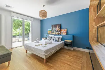 Un ou plusieurs lits dans un hébergement de l'établissement Villa Violette - Piscine privée