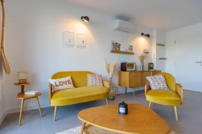 Coin salon dans l'établissement L'Ostra - Maison sur l'eau proche Arcachon