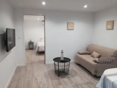 Télévision ou salle de divertissement dans l'établissement Jolie Maisonnette de 37 m2 meublée