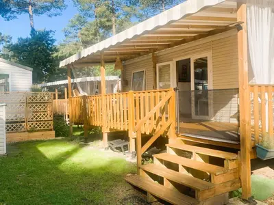 Jardin de l'établissement Mobil Home cosy à Contis Proche plage et nature