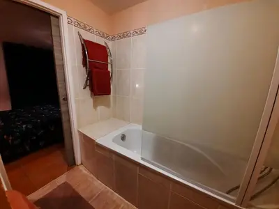Salle de bains dans l'établissement Gite le Trouilh