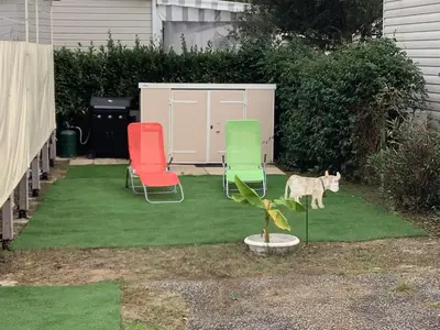 Jardin de l'établissement Mobil-home camping etoiles Les Dunes de Contis Landes Fun pass compris